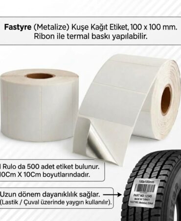 Fastyre Rulo Etiket 10X10CM (Metalize/Gri Yapışkan) - Lastik Etiketi